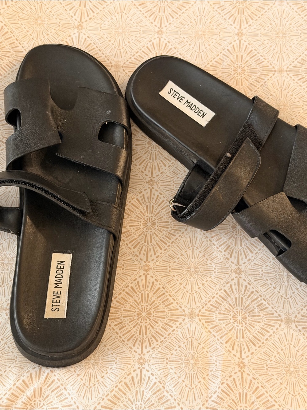 Steve Madden Black Crossover Strap Slides
